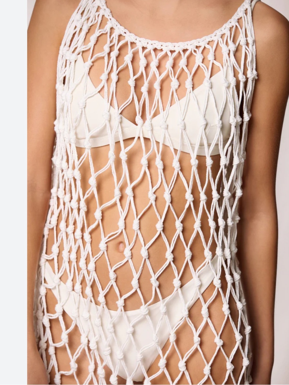 White Crochet Net Beach Cover-Up top - Women Swim